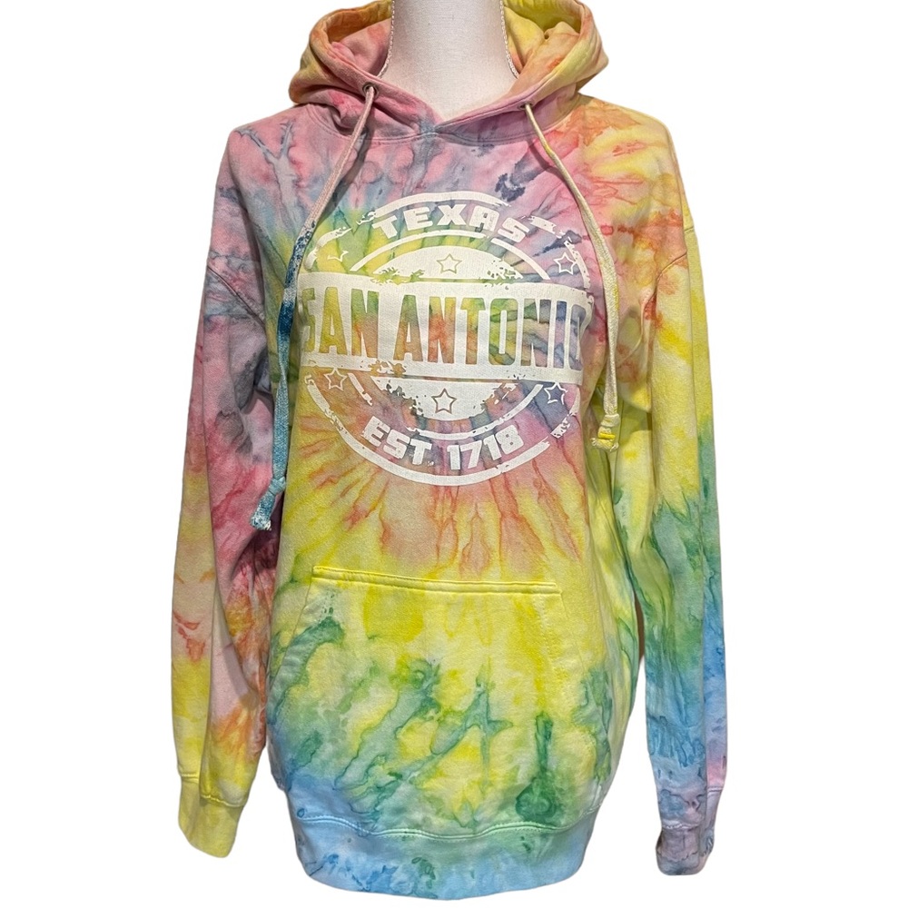 Isaac's Designs San Antonio Texas Tie Dye Hoodie Sweatshirt. Size S